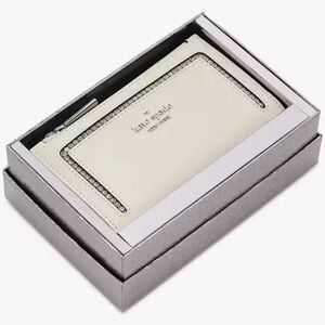 Kate Spade New York Madison Boxed Small Slim Bifold Wallet NWT – White Crystal